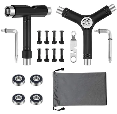 Produktbild von Multifunktionales Skateboard-Werkzeug Set 18-teilig All-in-One Tragbar mit Innensechskantschlüssel Sechskantschlüssel Zubehör für Longboard Skate Roller