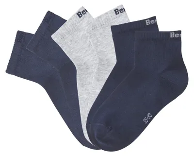 Produktbild von Bench Kurzsocken für Damen und Herren in Baumwollmischung, für Sport und Freizeit 6 -teilig 2x marine, 2x hellgrau meliert, 2x dunkeljeans meliert Größe 43/46