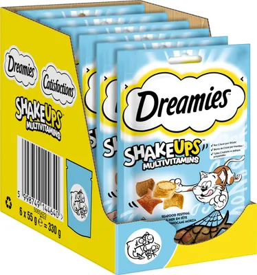 Immagine prodotto di DREAMIES™ SHAKE UPS™ Multivitaminici in bustine "Seafood Festival" 6 x 55 g