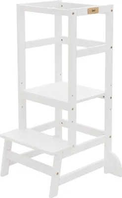 Produktbild von Joyz Lernturm für Kinder ab 1 Jahr, Weiß, Kinderstuhl aus Holz, Lerntower mit Schutzstab, Montessori Küchenhelfer und Learning Tower