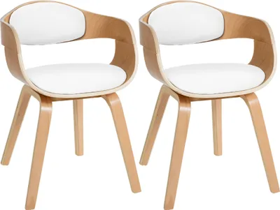 Produktbild von CLP 2er Set Stühle Kingston Kunstleder Mit Holzgestell natur/weiß
