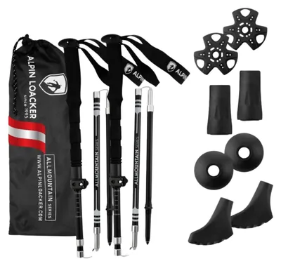 Immagine prodotto di ALPIN LOACKER: Bastoncini da trekking pieghevoli in carbonio o alluminio con manico in sughero. Bastoncini per Nordic Walking da donna e da uomo. Leggeri bastoncini da trekking pieghevoli telescopici per sport in montagna, con impugnatura lunga in Eva e alluminio