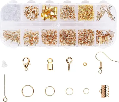 Image de Kit de fabrication de bijoux DIY, 800 pièces, ensemble d'accessoires dorés, pour la création de boucles d'oreilles, colliers et bracelets