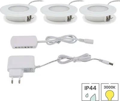Produktbild von LED-Einbauleuchten | 3er-Set LED-Downlights | 1,5 Watt | 3000K modernes Warmweiß | rund