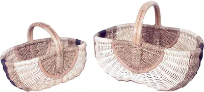 Produktbild von Kobolo Rattankorb Einkaufskorb geflochten Set - zwei Größen - Natur Blau