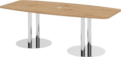 Produktbild von bümö Konferenztisch klein KT22 - Nachbildung: Asteiche, tischfuss: Chromsäulen