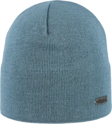 Eisglut dünne Strickmütze Primog Merino 100% Wolle in blau