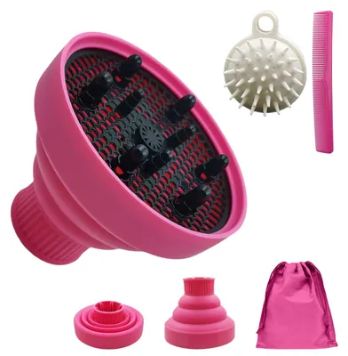 Image de Diffuseur JOIYHY pour cheveux bouclés, en silicone, adaptable à la plupart des sèche-cheveux