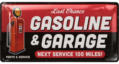 Produktbild von Blechschild Gasoline & Garage - 17x34cm