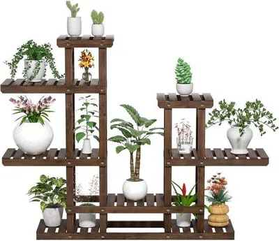 Image de Étagère à fleurs en bois à 6 niveaux pour l'extérieur