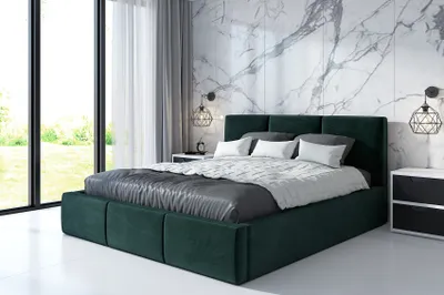 Produktbild von Polsterbett VEROM 160 x 200 mit Matratze und Bettkasten. Farbe: Grün