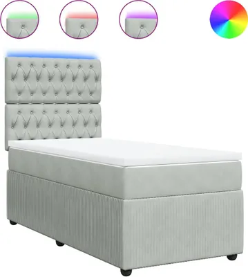 Produktbild von vidaXL Boxspringbett mit Matratze Hellgrau 90x200 cm Samt