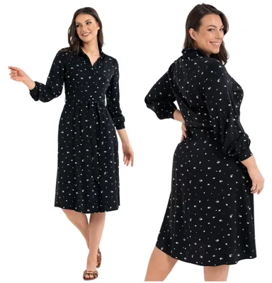 Produktbild von Kleid - Damenkleid Größe XL - Midi Kleid schwarz - Sommerkleid - Blumenkleid