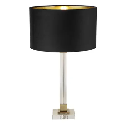 Zdjęcie produktu dla Lampa stołowa Scarborough - kryształ i mosiądz, czarny aksamitny klosz