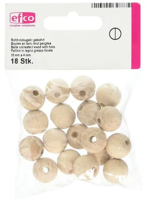 Produktbild von Rohholzkugeln Hartholz Basteln gebohrt Durchmesser 15mm 18 Stück