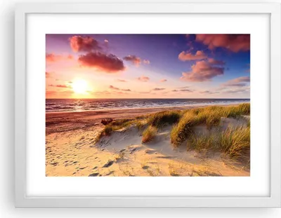 Produktbild von Gerahmtes Poster - Weißer Rahmen - Meer Strand Düne - 40x30 cm - Wand Bild - Wanddeko - Wandbilder - Kunstposter - Wandposter - Bilderrahmen - Bilder - Kunstdruck - Wandbild - P2WAA40x30-3540