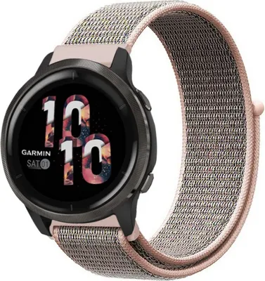Produktbild von Strap-it Garmin Venu 2 Armband Nylon - 45mm - Rosa Sand