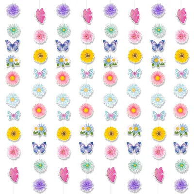 8er-Set Schmetterling-Blumen-Girlanden aus Papier, Frühlingsdeko