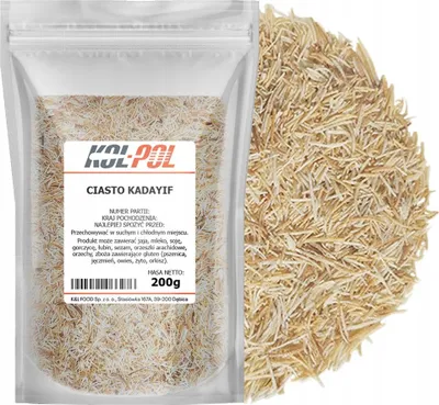 Zdjęcie produktu dla CIASTO KADAYIF KATAIFI 200g Do Czekolady Dubajskiej wysoka jakość Kol-Pol