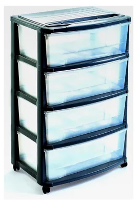 Produktbild von M-Home Schubladenrollwagen groß, 4 Schubladen, mit Rollen, 84x39x56 cm, grau