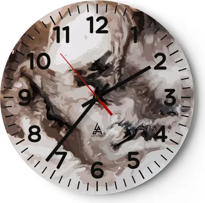 Produktbild von Wanduhr - Rund - Glasuhr - Abstraktion modern - 30x30cm - Schleichendes Uhrwerk - Lautlos - zum Aufhängen bereit - Dekoration Modern - Wanddekoration aus Glas - C4AR30x30-4072