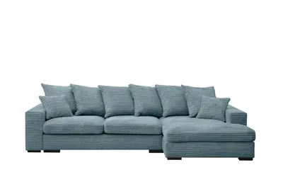 Zdjęcie produktu dla Sofa w kształcie L GABON narożnik funkcja spania Zoom jasnoniebieski prawy
