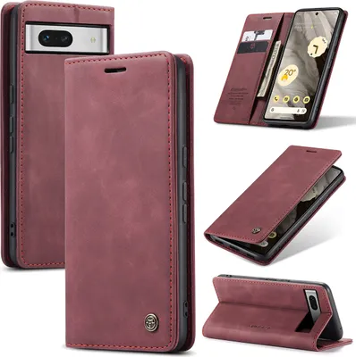 Image de Google Pixel 7A Case, RetroPolyuréthaneLeather Case with Stand Function for Google Pixel 7A rouge