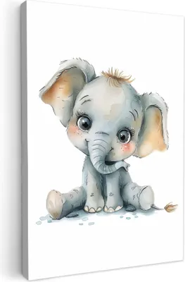 Produktbild von Leinwand Bilder 20x30 cm - Kinder Tiere - Elefant, Bilder, Wanddeko, Wandbilder Wohnzimmer