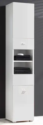 Produktbild von Hochschrank Standschrank Badschrank Seitenschrank Schrank Badmöbel "Barnsley I" Weiß / Weiß-Hochglanz
