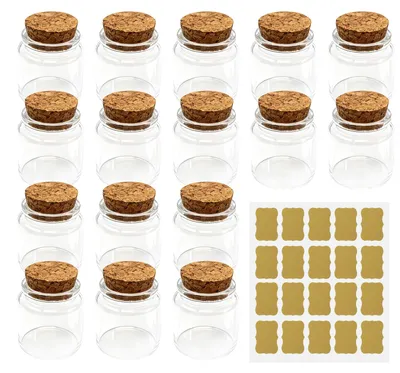 Mini-Glasflaschen mit Korken, 50 ml, 16 Stück, transparent