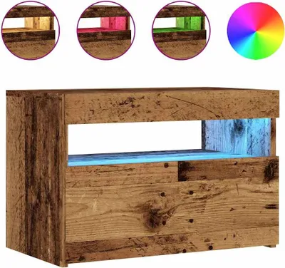 Produktbild von vidaXL TV-Schrank mit LED-Leuchten Altholz-Optik 60x35x40 cm