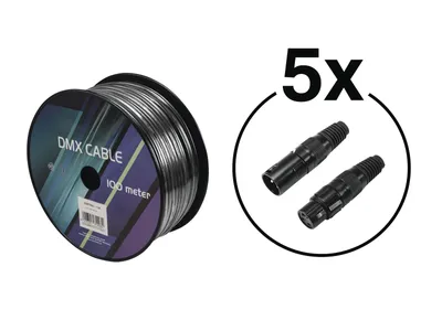 Immagine prodotto di Set cavo DMX 2x0,22 100m sw + 10 connettori