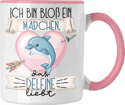 Produktbild von Trendation - Delfine Tasse Geschenk Frauen Ich Bin Bloß Ein Mädchen Das Delfine Liebt Delfine-Liebhaberin Geschenk Spruch Geburtstag (Rosa)