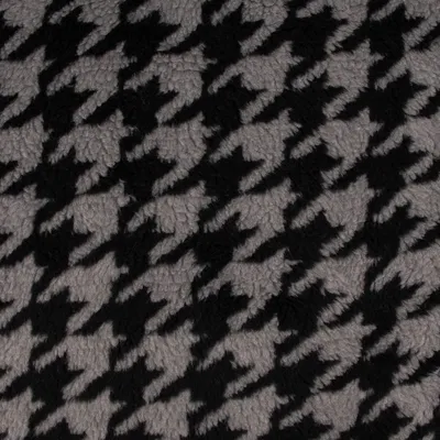 Produktbild von Fellimitat Stoff Meterware Kunstfell Teddyplüsch grau schwarz 1,5m