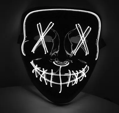 Produktbild von LED Maske Halloween für Erwachsene – leuchtende Horror Maske mit 3 Lichtmodi, Einheitsgröße, Weiß – King of Halloween