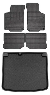 Productafbeelding van Rubberen automatten + kofferbakmat voor Volkswagen Golf IV 1998-2002 (hatchback) – 5-delig, zwart, op maat – Wielganizator SolidPRO