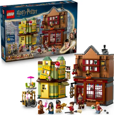 Produktbild von LEGO Harry Potter Qualität für Quidditch & Fortescues Eissalon - Set mit 2 Winkelgasse Läden, 6 Minifiguren & Zubehör inkl. Nimbus 2000 Besen - Geschenk für Jungen & Mädchen ab 8 Jahren - 76452
