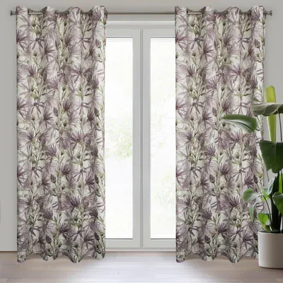 Produktbild von Vorhang TESSA weiß violett 140x250 cm  Ösen Ösenvorhang