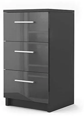Produktbild von Nachttisch Hochglanz Schwarz mit Stauraum - 38 x 66 cm