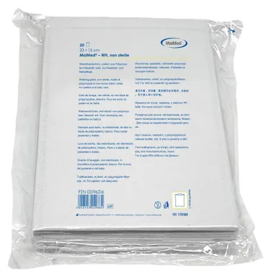 Produktbild von MaiMed-Waschhandschuh, weiß, unsteril aus Vlies, 50 St./Polybeutel | Packung (50 Stück)