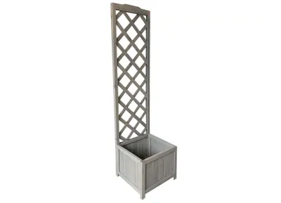 Produktbild von Pflanzkübel mit Rankgitter Rankhilfe aus Holz 146x38x38cm grau