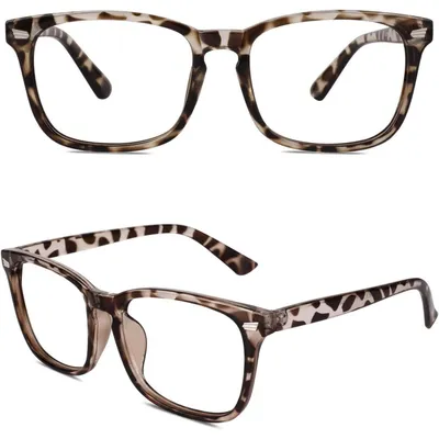 Immagine prodotto di Occhiali da vista oversize, unisex, in plastica trasparente, stile anni '80, color marrone