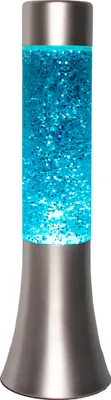 Immagine prodotto di Lampada lava glitterata da 30 cm con base argentata e liquido blu