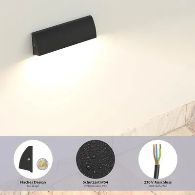 Image de Applique murale d'extérieur à LED, blanc chaud, lot de 2, noir mat