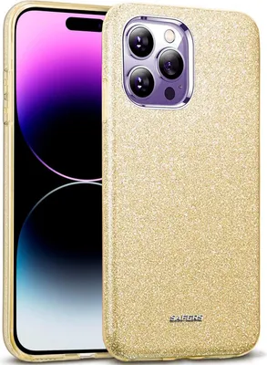 Produktbild von Conie Glitzer Schutzhülle für iPhone 14 Pro Max Hybrid Silikon Hard Case TPU Cover Hülle in Gold