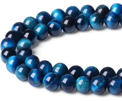 Produktbild von Naturstein Perlen Tigerauge Blau 8mm zum Auffädeln für Schmuck DIY ca. 47 Stück