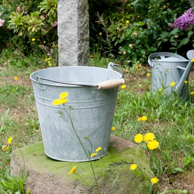 Produktbild von Dekorativer Eimer Blecheimer verzinkt als Garteneimer Aschekübel - Wassereimer
