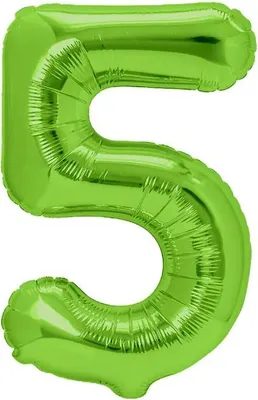 Immagine prodotto di Palloncino in cellophane n. 5 FIVE verde per compleanno, 100 cm