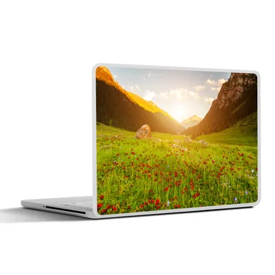 Produktbild von MuchoWow® Laptop Aufkleber Sticker Cover Blumen - Berg - Sonne 32.5x23.5 cm - Sticker für Laptop - Selbstklebend
