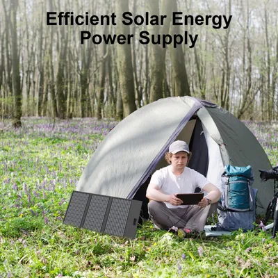 Imagen del producto de Panel solar portátil de 60W - Plegable - Con USB y tipo-C - Ideal para camping y viajes, Imagen generada por IA